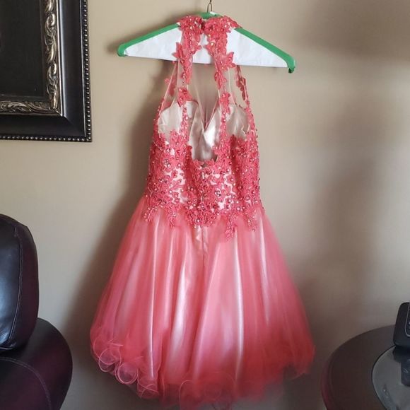 Coral Dress with matching Evening Purse - Picture 5 of 9